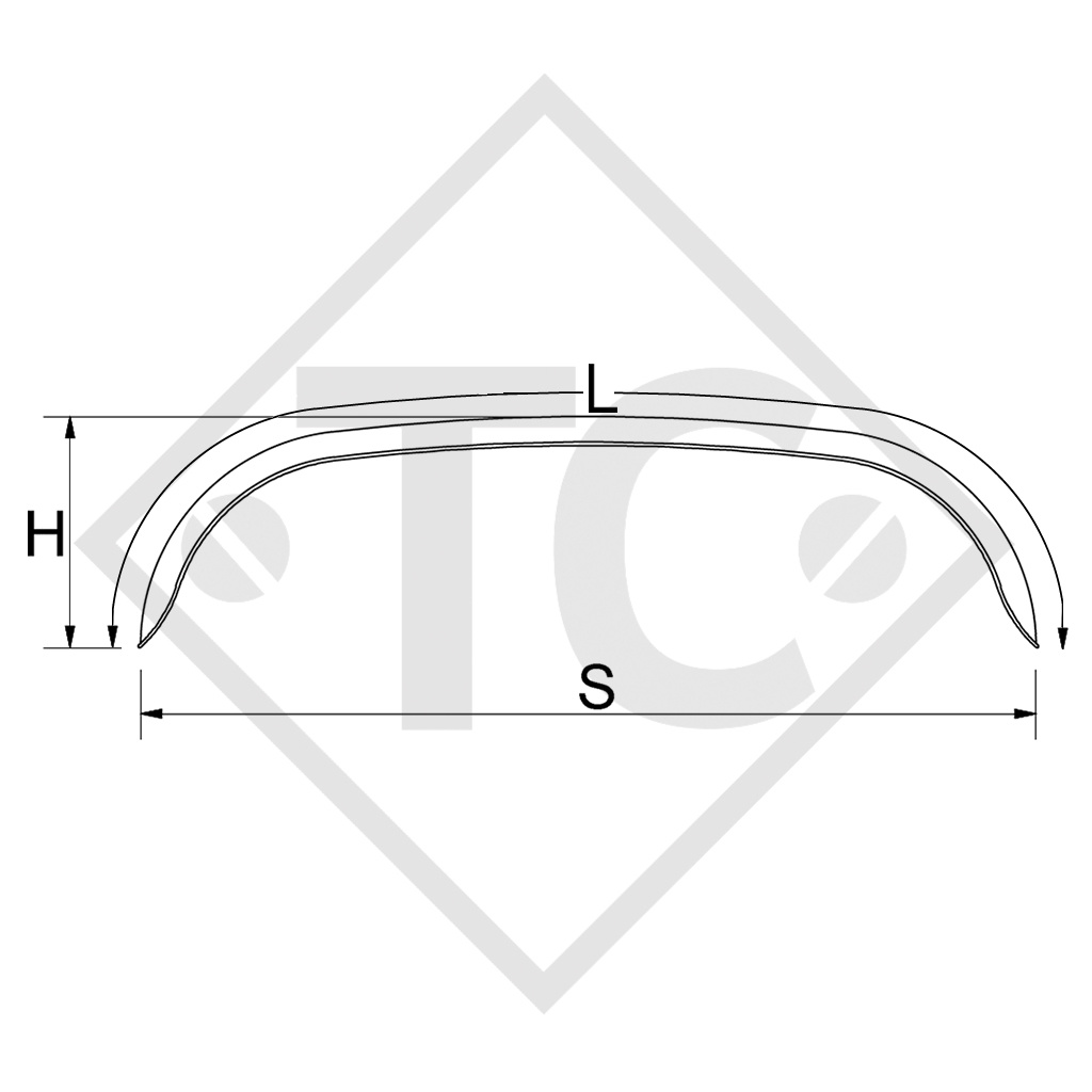 Mudguard, twin axle trailer, sheet metal suitable for all common trailer types