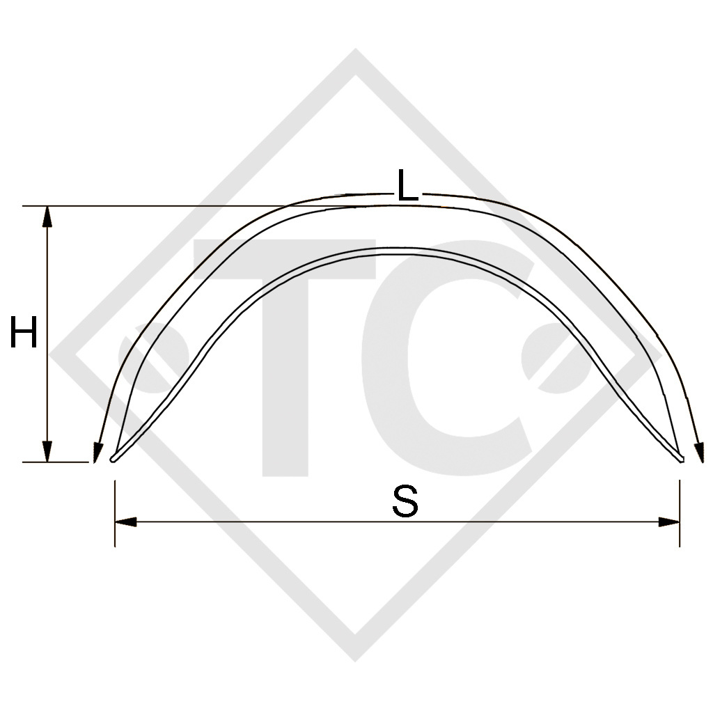 Mudguard, single axle trailer, sheet metal suitable for all common trailer types