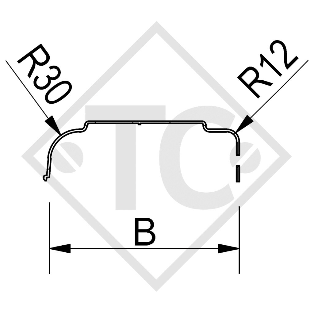 Mudguard, single axle trailer, plastic suitable for all common trailer types