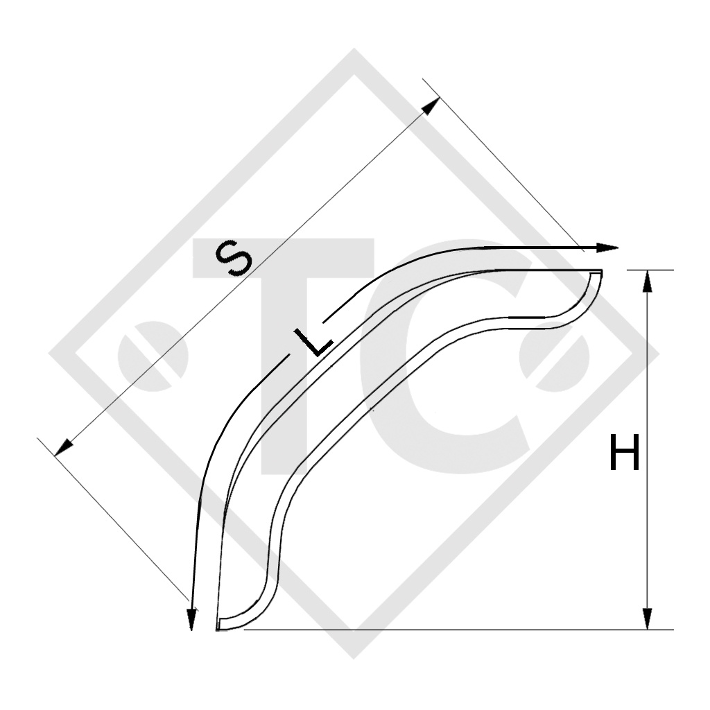 Mudguard, single axle trailer, plastic suitable for all common trailer types