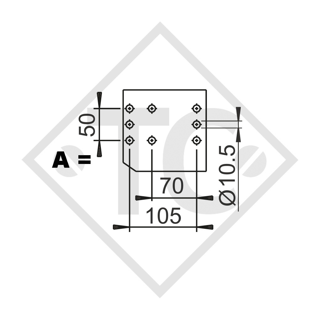 Freno a repulsione regolabile in altezza 101 VB COMPACT con timone curvo 510 - 1000kg