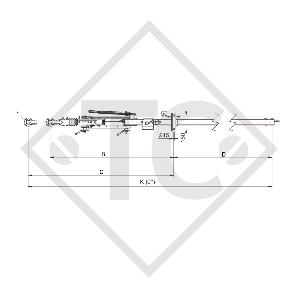 Freno a repulsione regolabile in altezza 101 VB COMPACT con timone curvo 510 - 1000kg