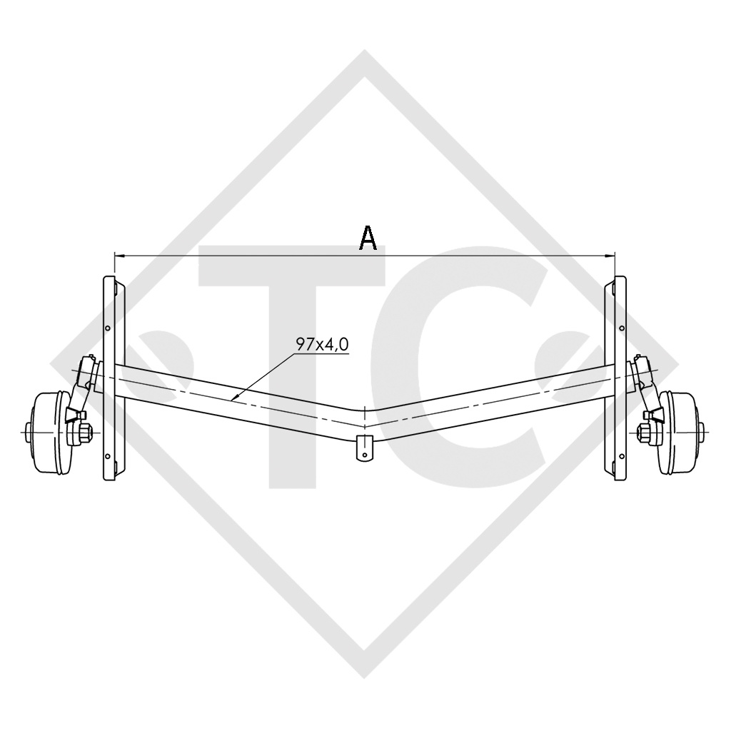 Essieu EURO1 1700kg freiné type d'essieu DELTA SIN 14-3