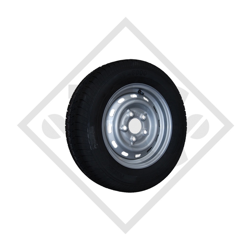 Wheel 195/55R10C 204 with aluminium rim 6.00x10, suitable for all common trailer types