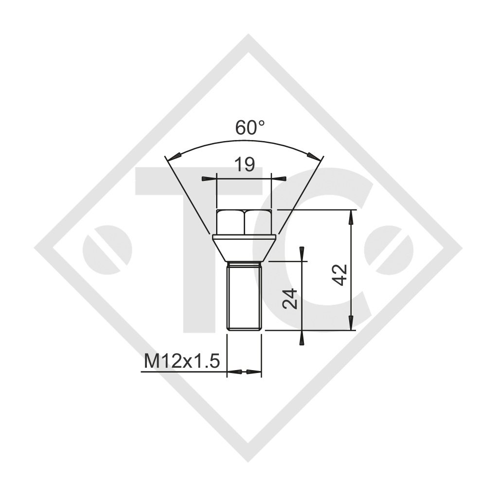 Originale colonnette ruota a cono M12x1.5