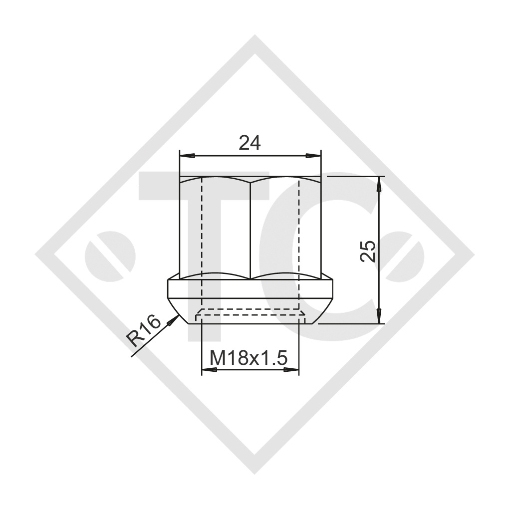 Original Wheel nut M18x1.5 ball-head