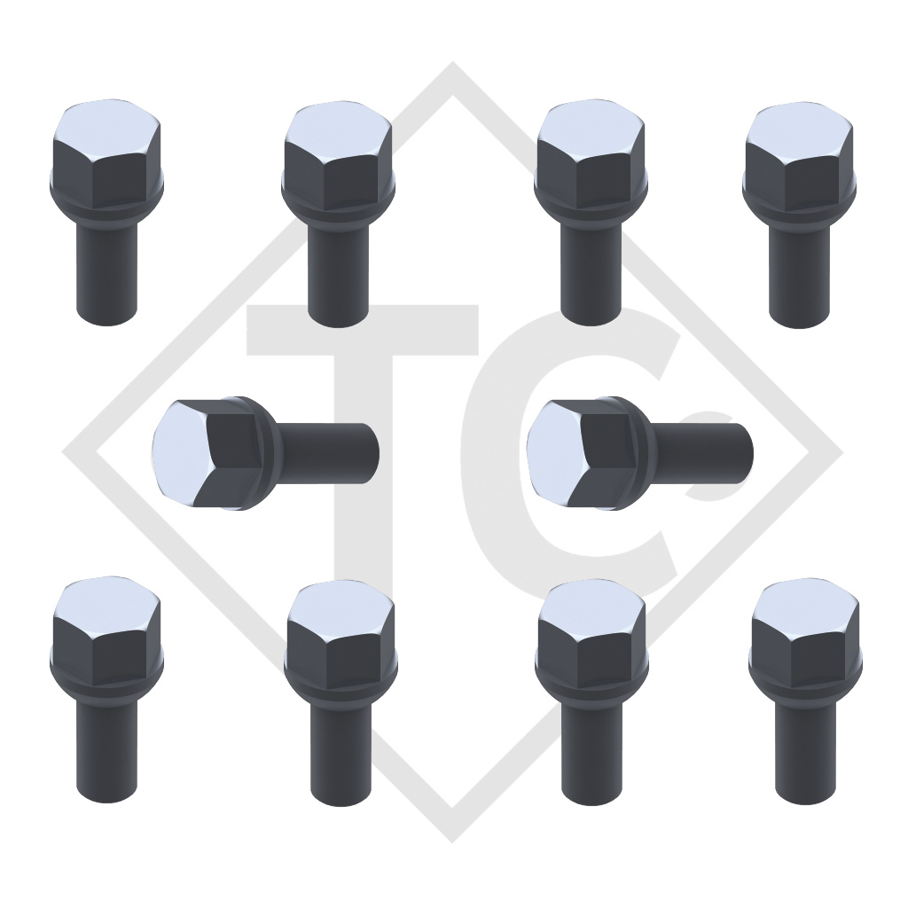 Original ball-head wheel bolt M12x1.5, set of 10 pieces