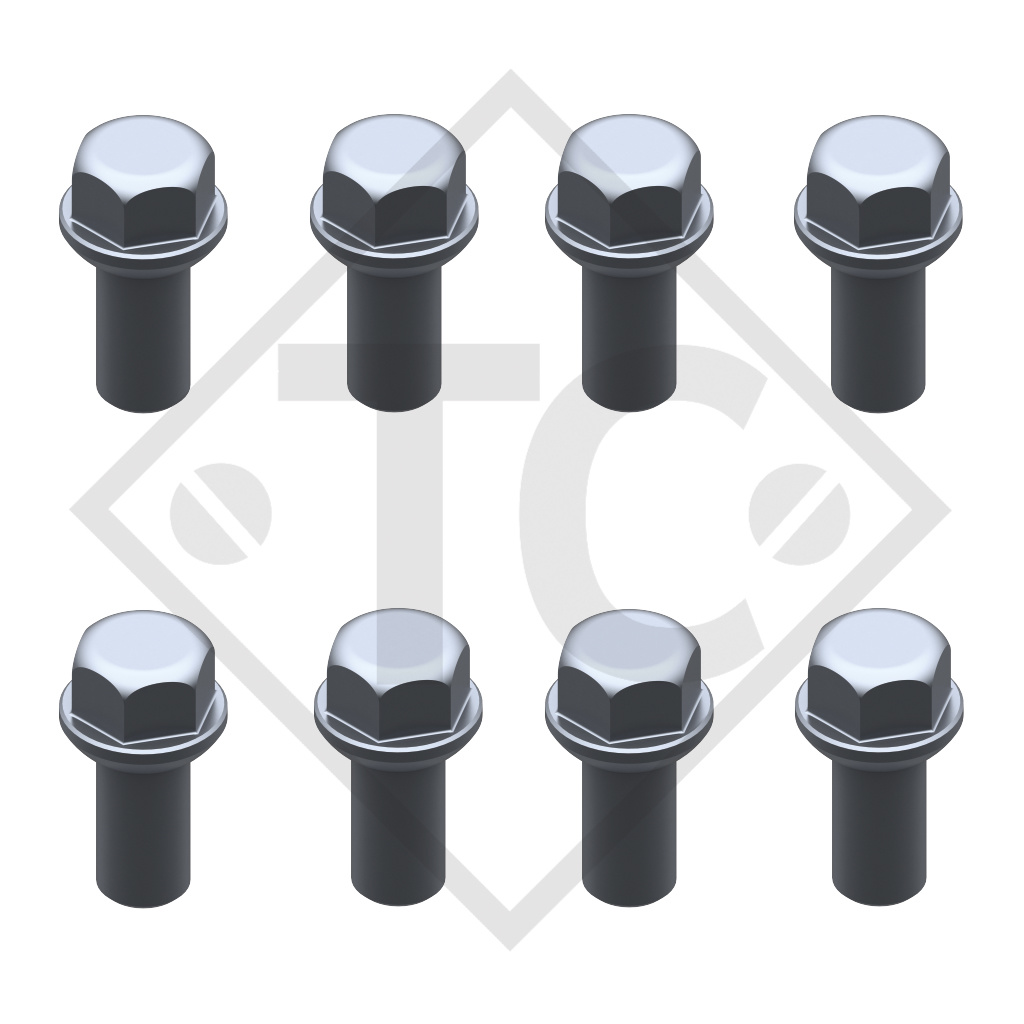 Original ball-head wheel bolt M14x1.5, set of 8 pieces