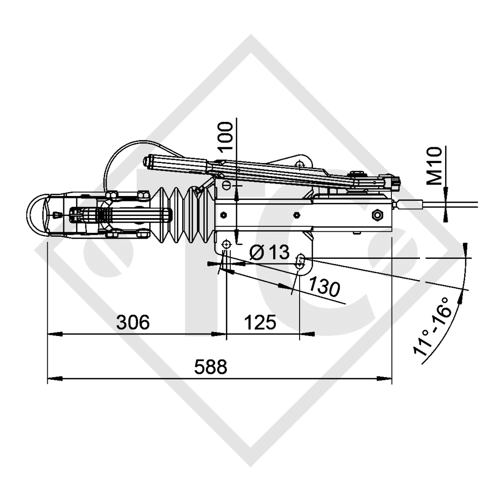 Enganche de inercia en V tipo 90S/3, 700 a 1000kg