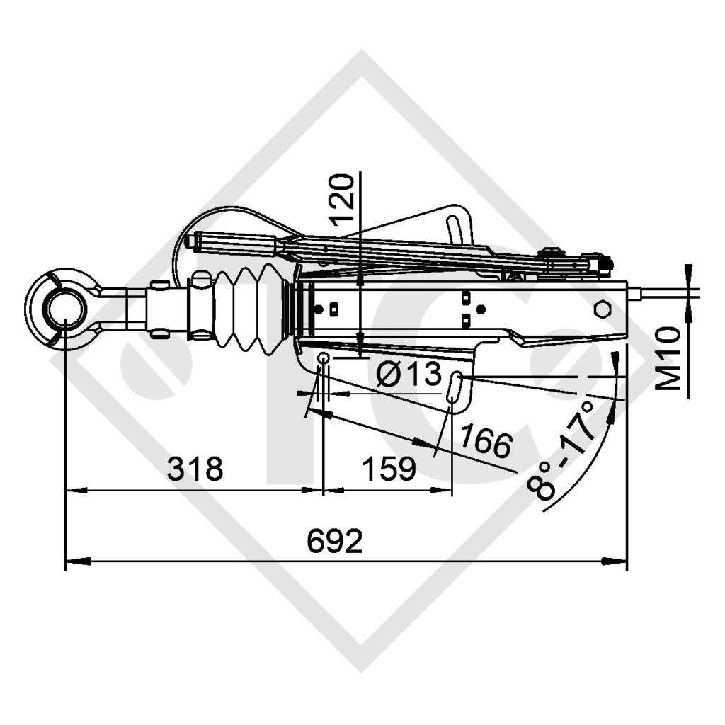 Overrun device V type 251S, 1500 to 2700kg