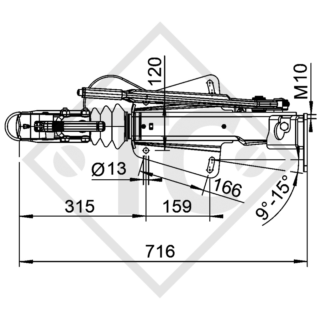 Auflaufeinrichtung V Typ 251S, 1500 bis 2700kg, mit Stützradhalter