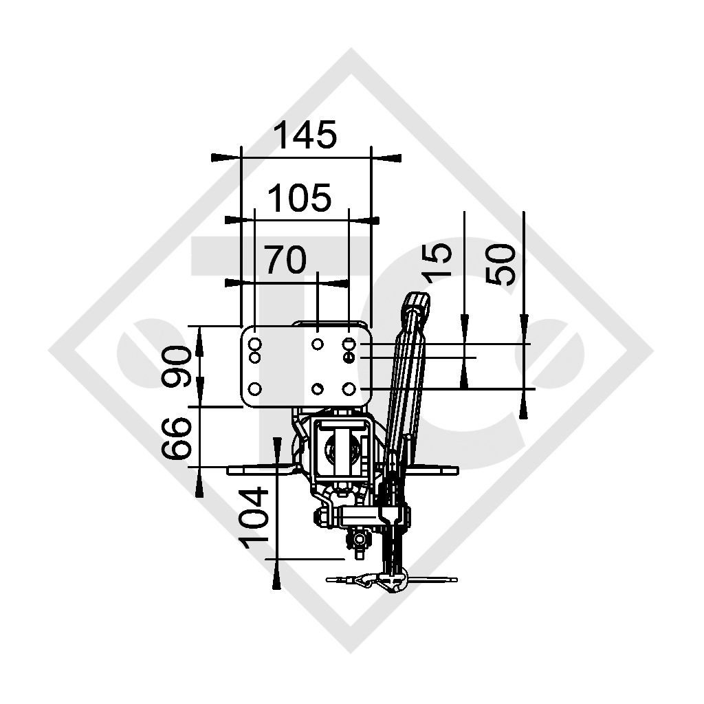 Freno a repulsione V tipo 251S, 1500 - 2700kg, con portaruotino d'appoggio