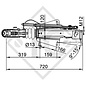 Overrun device V type 251G, 1550 to 3000kg, with jockey wheel carrier