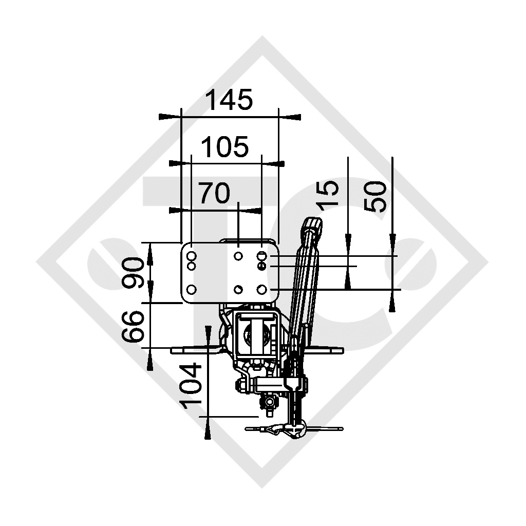 Auflaufeinrichtung V Typ 251G, 1550 bis 3000kg, mit Stützradhalter