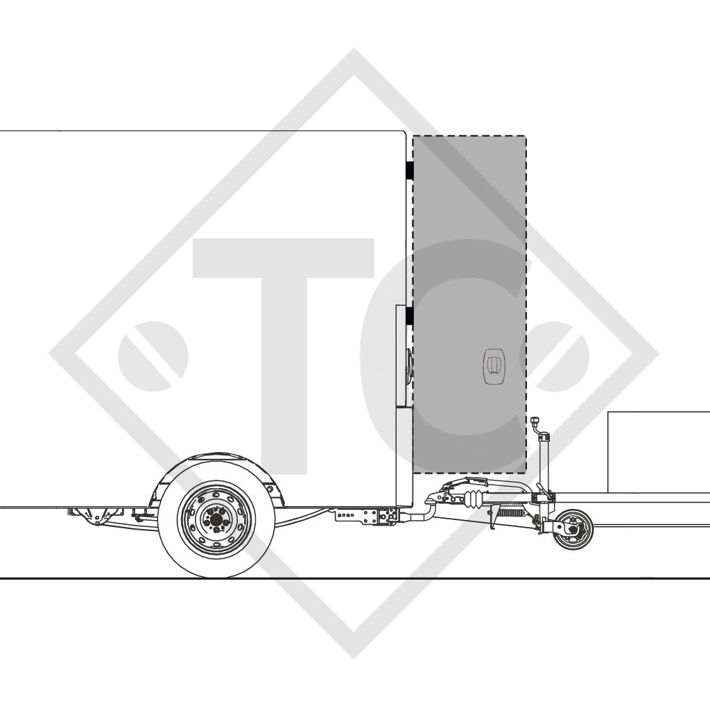 Overrun device V type 251S, 1500 to 2700kg, slack point handbrake lever, without clamp