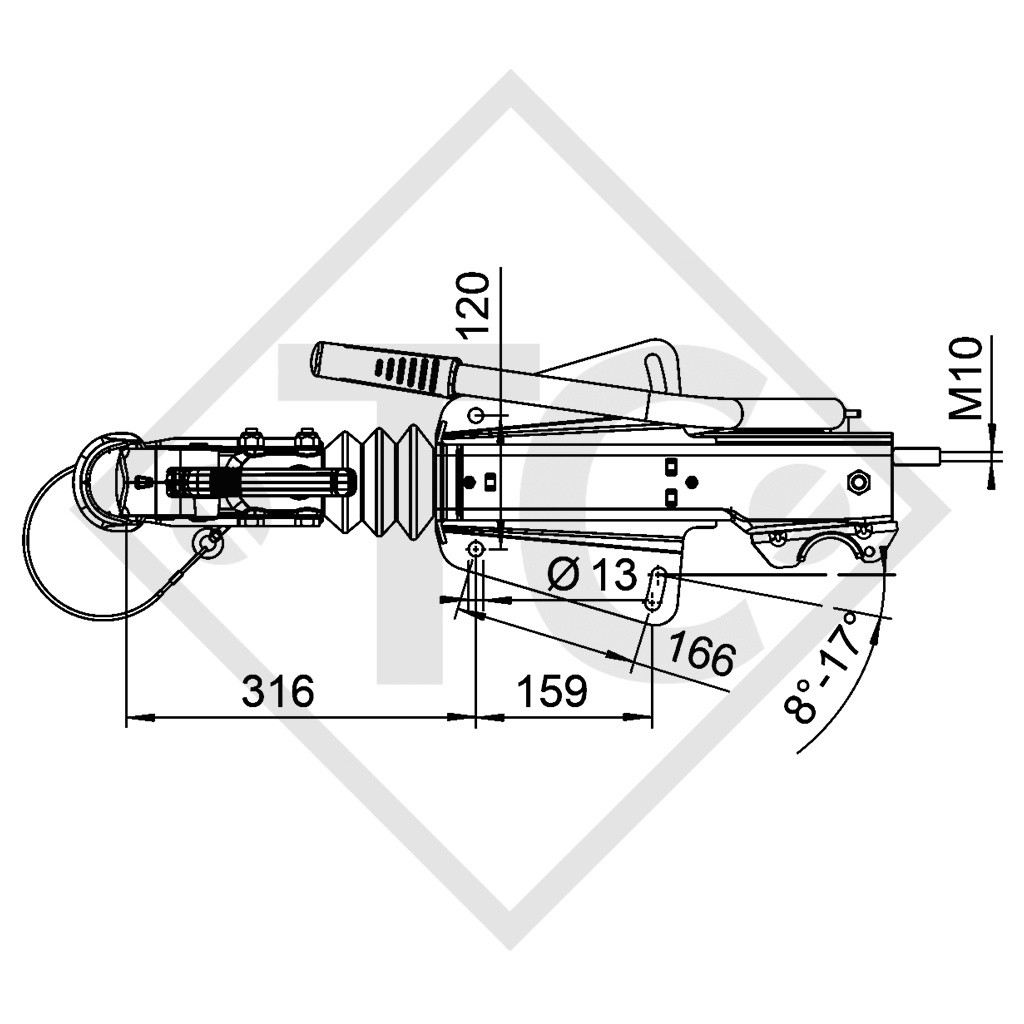 Freno a repulsione V tipo 251S, 1500 - 2700kg, leva del freno a mano del punto morto