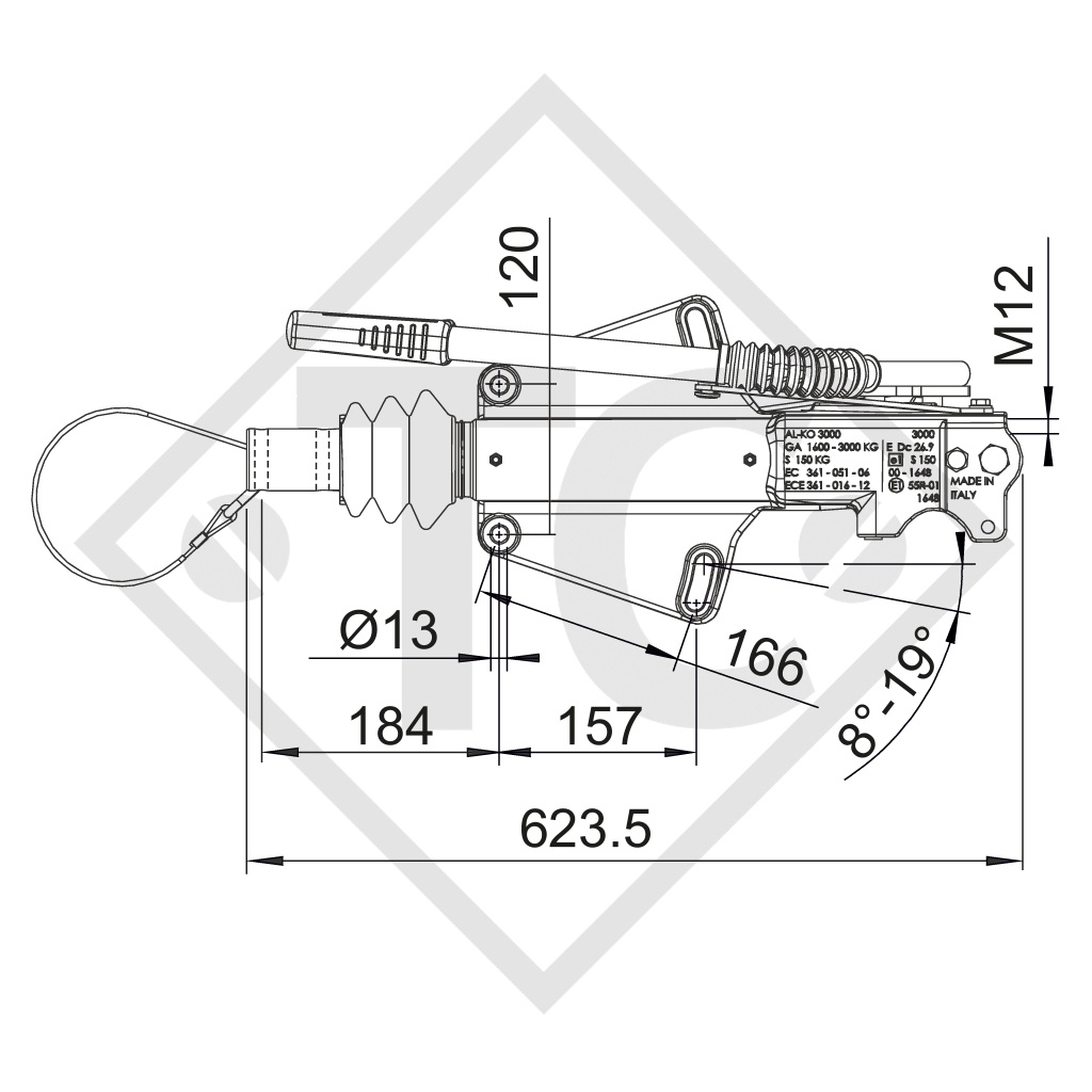 Freno a repulsione V tipo AE3000, 1600 - 3000kg