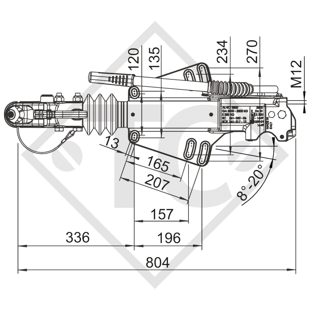 Enganche de inercia en V tipo AE3500, 2000 a 3500kg