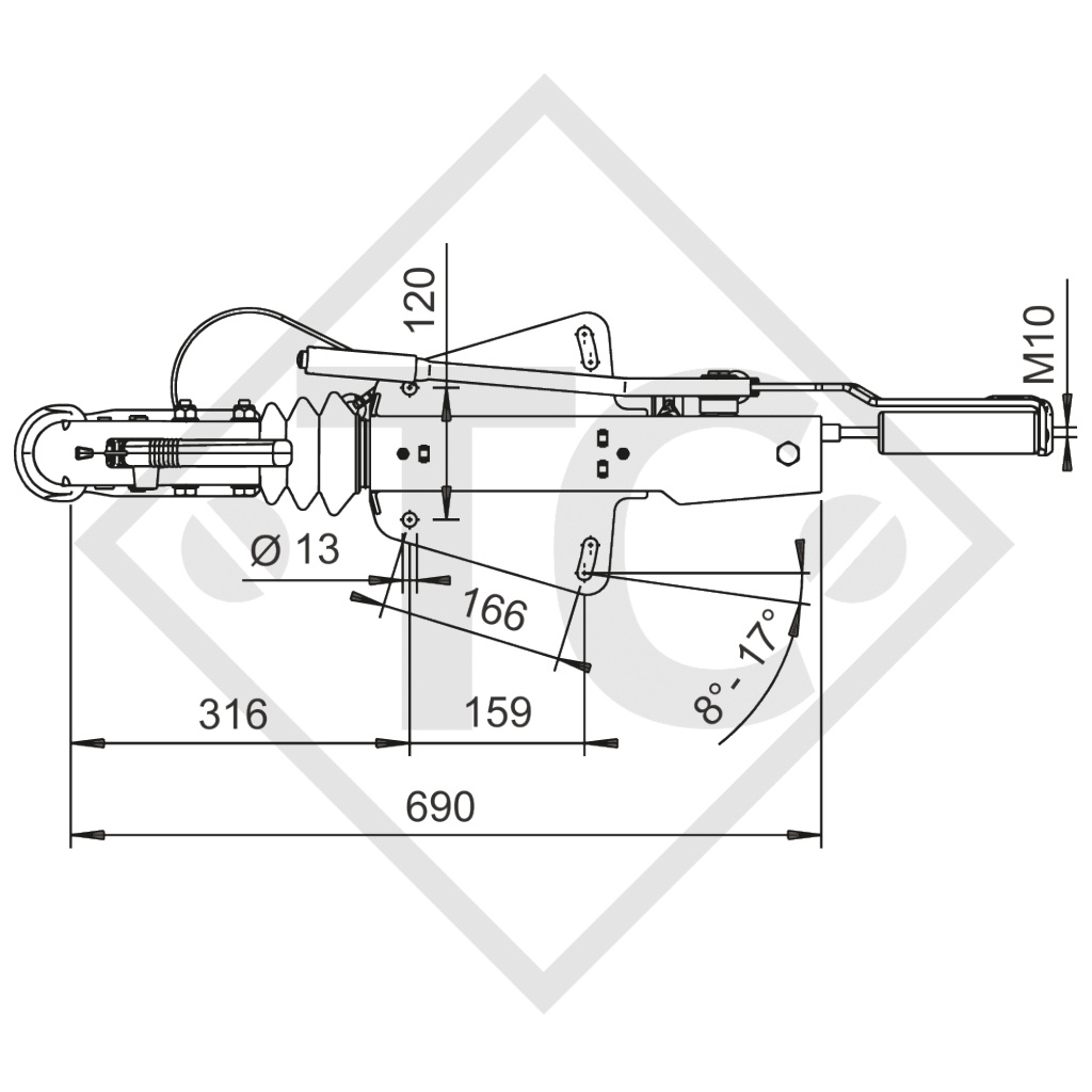 Commande de freinage avec semelle en V type 251S, 1500 à 2700kg, boîtier compensateur