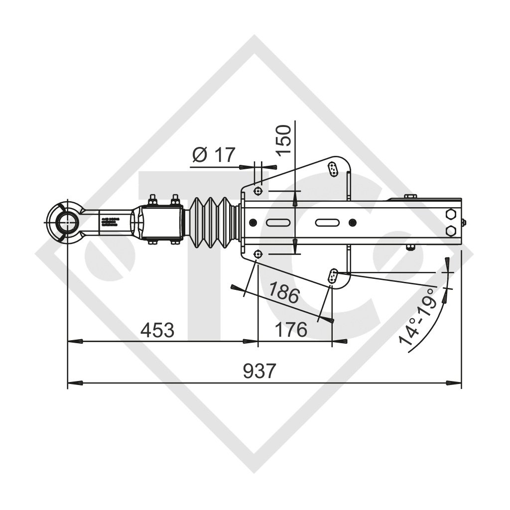 Freno a repulsione V tipo 50 V, 4400 - 5000kg, leva del freno a mano libero