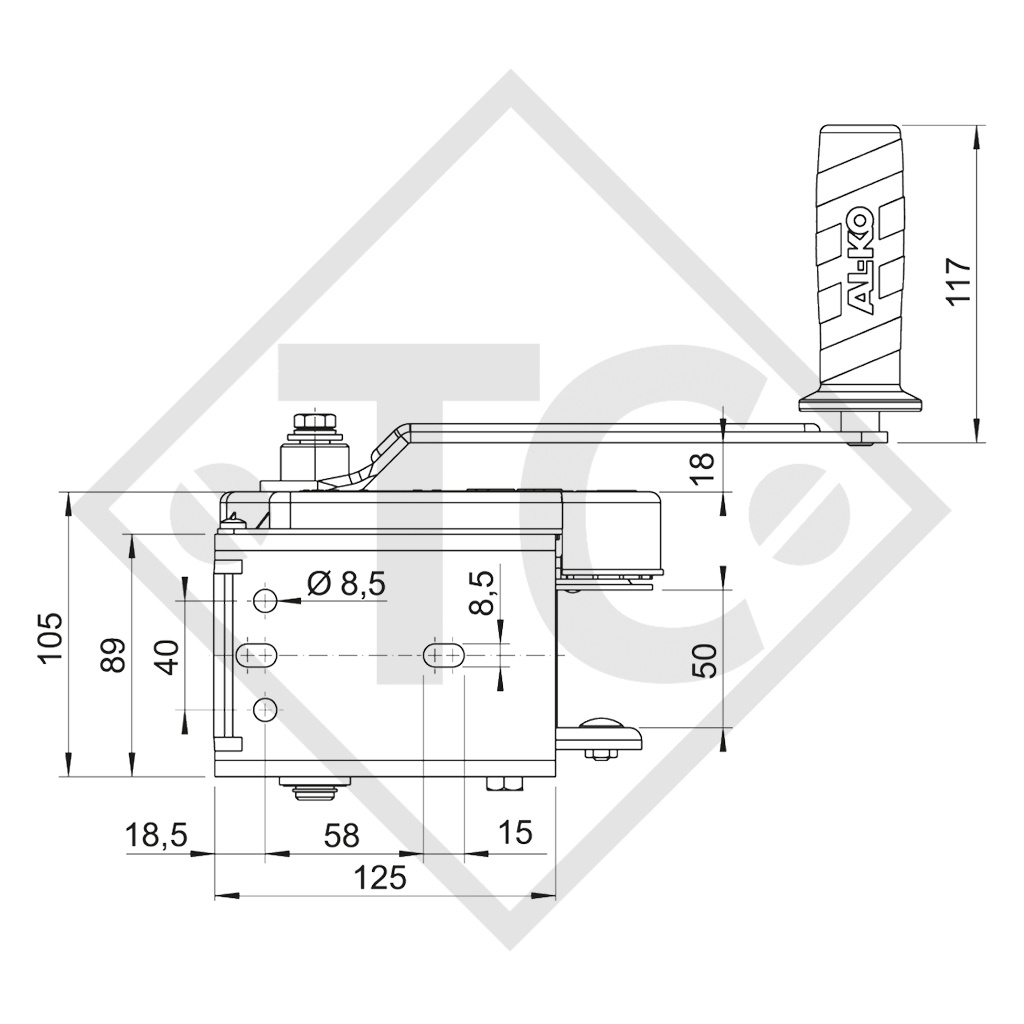 Cabrestante PLUS 350kg, modelo 351 con freno automático, sin desenrollador automático, con 4 medidores de eslinga montada para arrastre