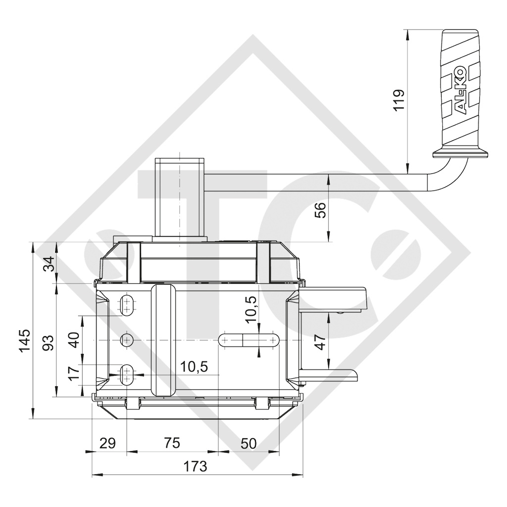 Seilwinde PLUS 500kg, Typ 501 mit automatischer Lastdruckbremse, mit Abrollautomatik, ohne Seil/Band