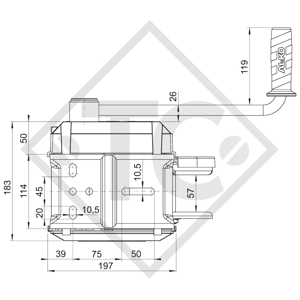 Treuil PLUS 900kg, type 901 avec dispositif de freinage automatique, sans enroulage automatique, avec câble 12.5 mètres monté pour le levage