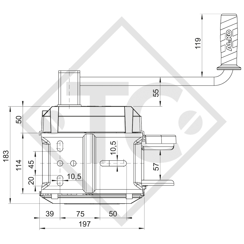 Arganello PLUS 900kg, tipo 901 con freno automatico a pressione, con automatismo di srotolamento, senza fune/cinghia