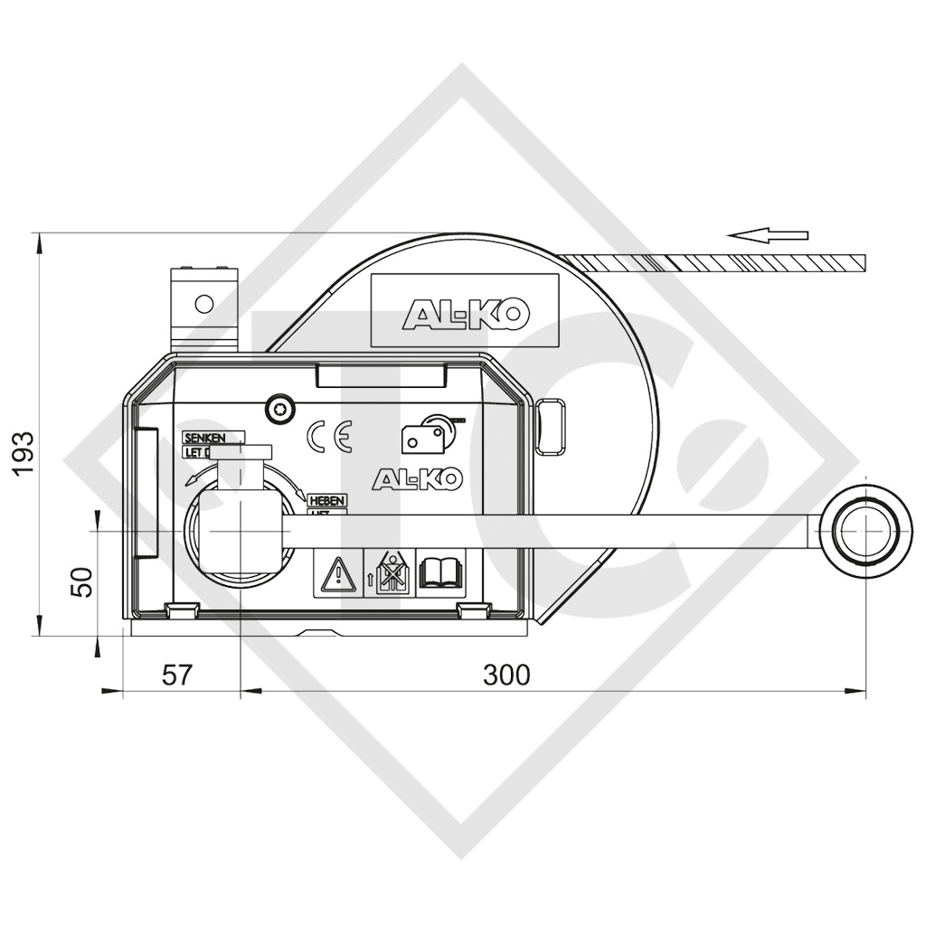 Cable winch PLUS 900kg, type 901 with automatic weight brake, with automatic unwinder, without cable/band