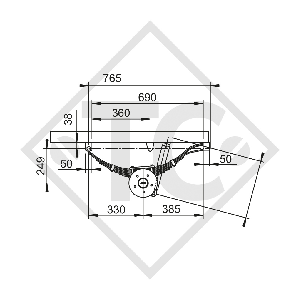 Ressort à lames pour essieu droit 1800kg