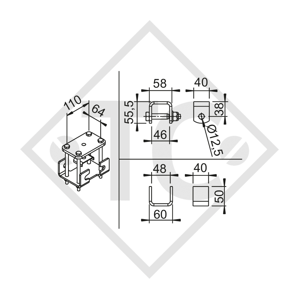 Material de montaje para ballesta 750kg