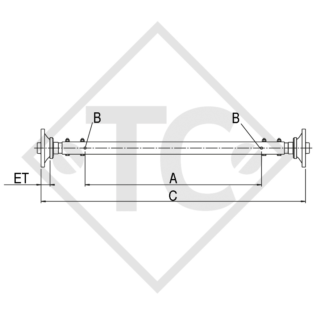 Assale rigido sfrenato 1800kg PLUS tipo di assale LS 1800
