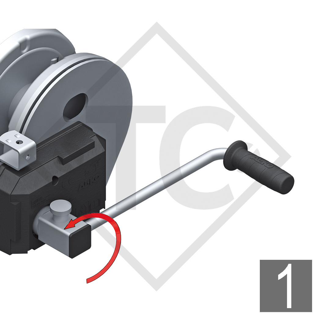 Arganello PLUS 1150kg, tipo 1201 con freno automatico a pressione, con automatismo di srotolamento, senza fune/cinghia