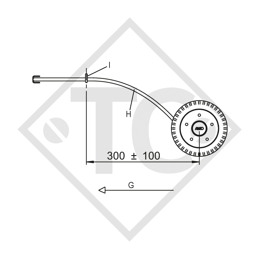 Rigid braked axle 1800kg PLUS axle type BS 1800