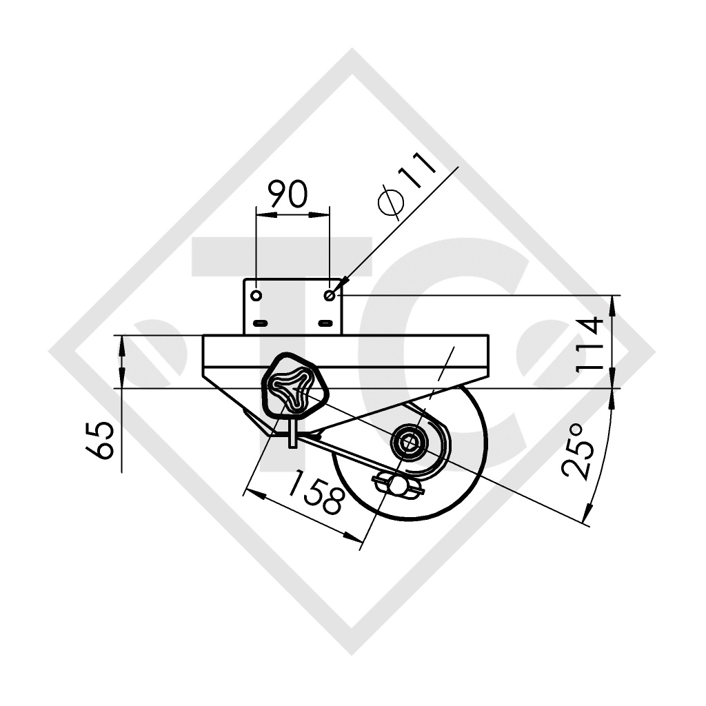 Braked axle 900kg EURO COMPACT axle type B 850-5