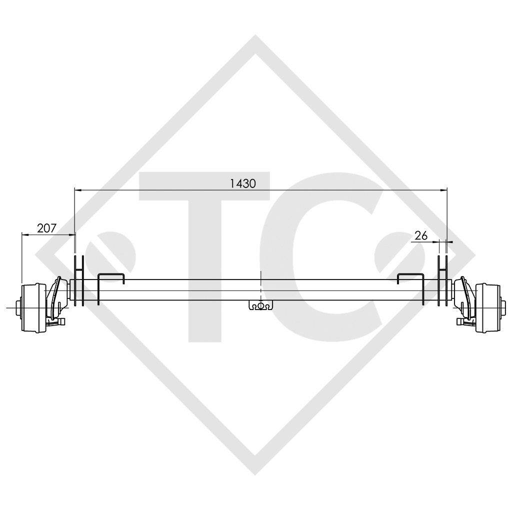 Essieu EURO COMPACT 900kg freiné type d'essieu B 850-5