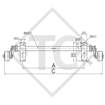 Assale frenato 900kg EURO COMPACT tipo di assale B 850-5