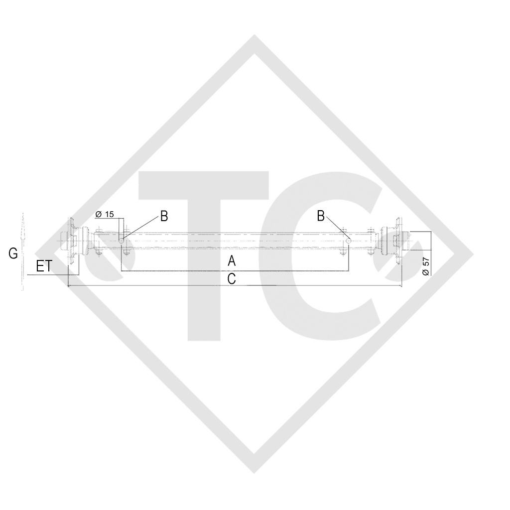 Eje rígido sin freno 750kg PLUS tipo de eje LS 750 estanco