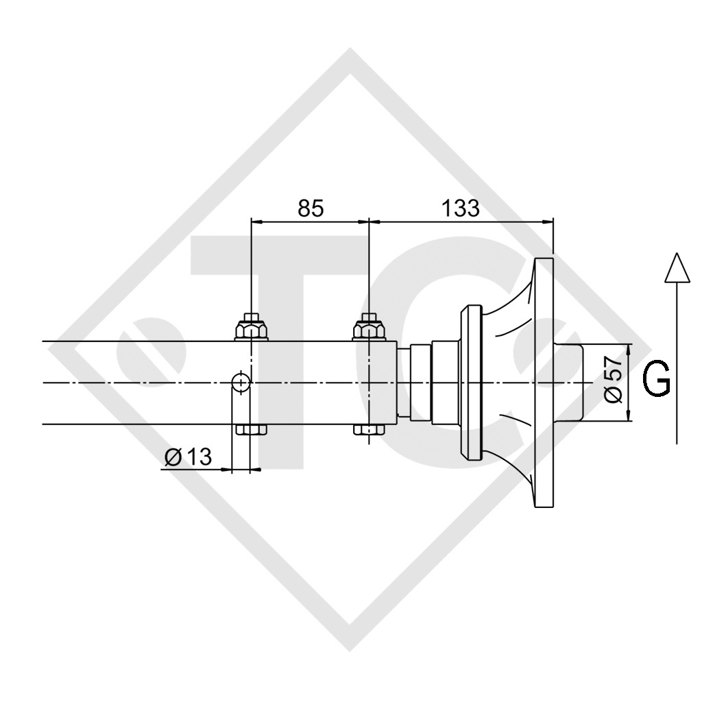 Assale rigido sfrenato 1500kg PLUS tipo di assale LS 1500 impermeabile