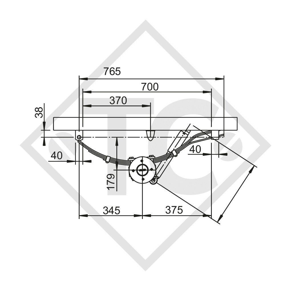 Leaf spring for straight axle 350kg