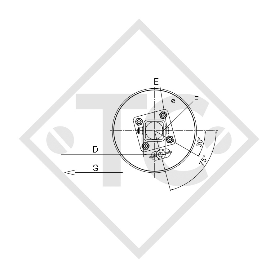 Essieu arrière tandem PLUS droit freiné 1500kg type d'essieu BS 1500