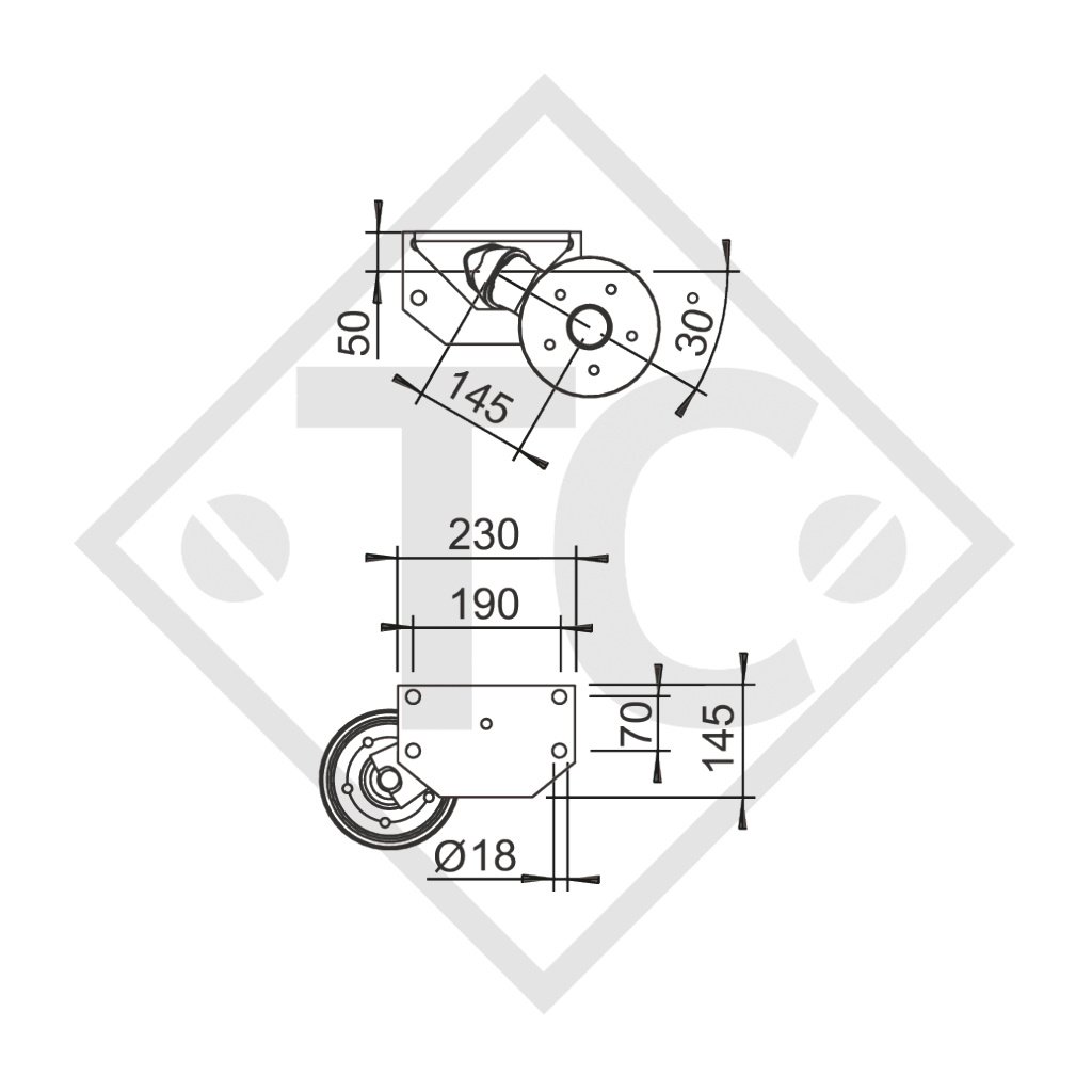 Unbraked half axles 750kg axle type 700-5 watertight (pair)