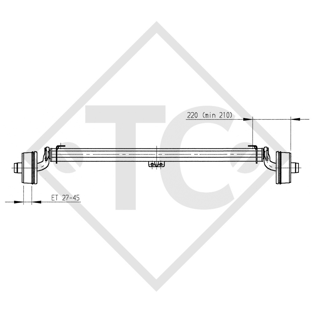 Braked axle 650kg BASIC axle type B 700-3