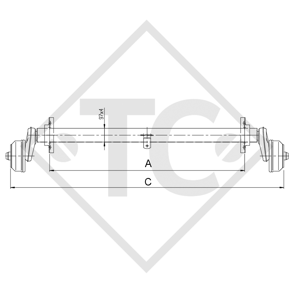 Essieu EURO1 1500kg freiné type d'essieu B 1600-3