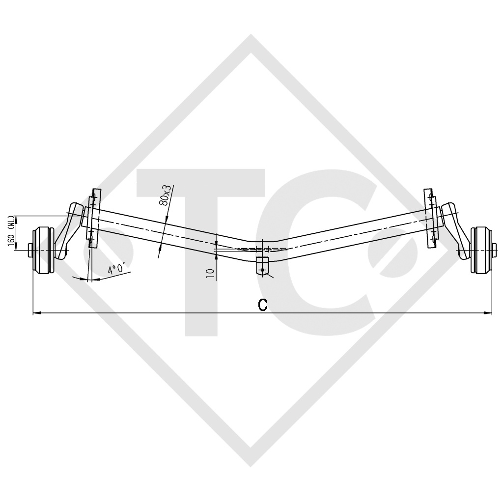 Achse gebremst 900kg EURO1 Achstyp DELTA SI 850-5