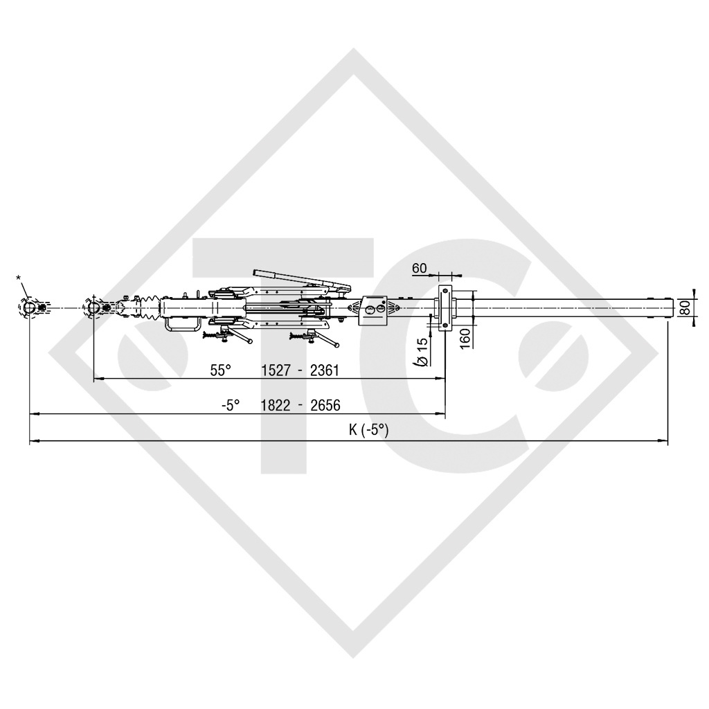 Enganche de inercia articulado 161 VB-2 OPTIMA con lanza curvada 850 a 1600kg