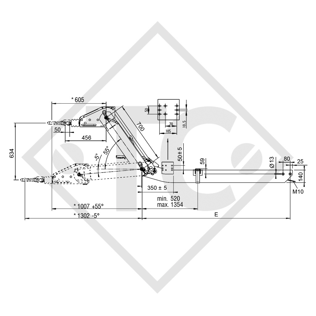 Timon type 161 VB-2 OPTIMA réglable en hauteur 850 à 1600kg