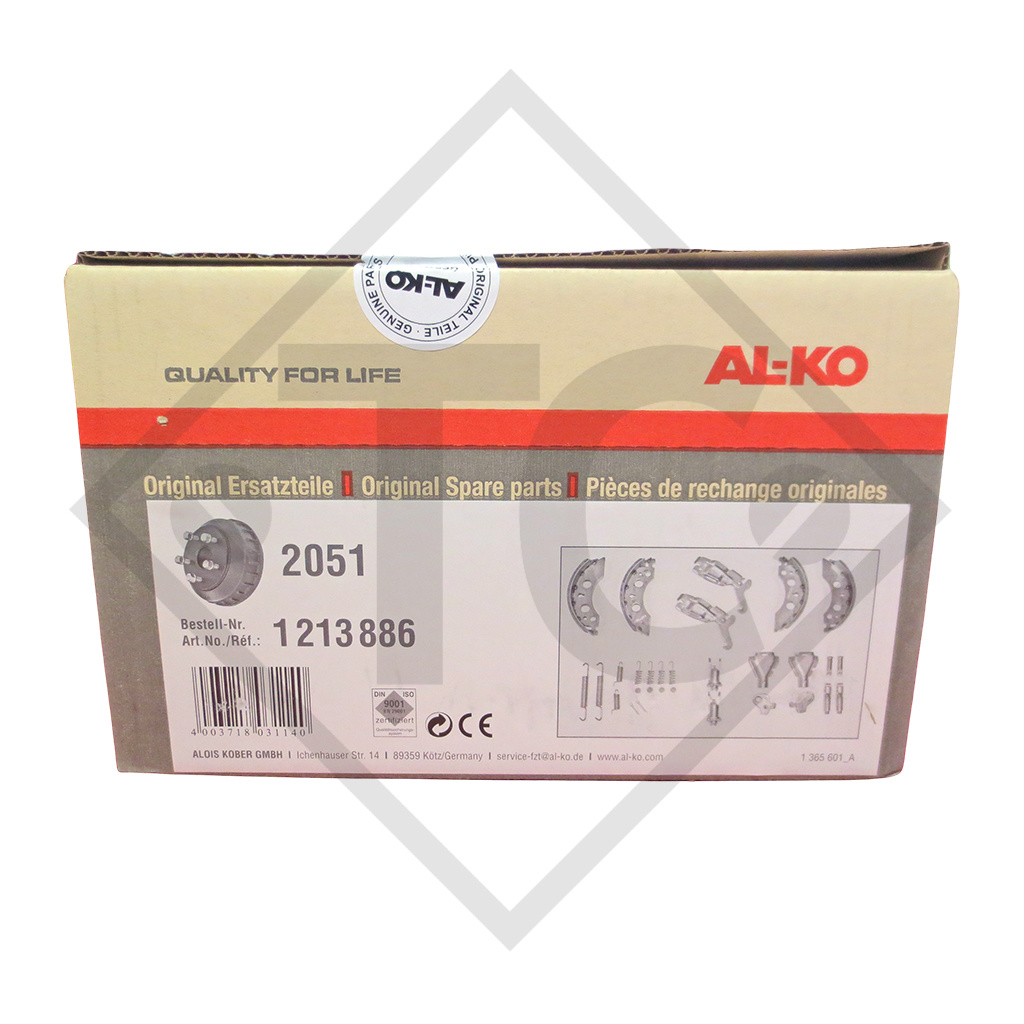 Brake shoe kit for wheel brake type 2051, brake size 200x50mm, for one axle