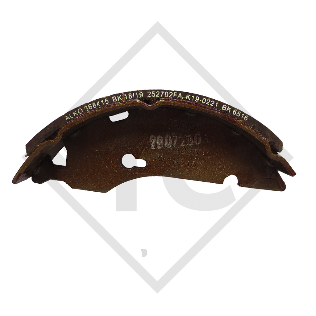 Brake shoe kit for wheel brake type 1637, brake size 160x35mm, for one axle