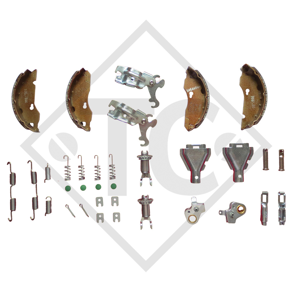 Brake shoe kit for wheel brake type 1637, brake size 160x35mm, for one axle